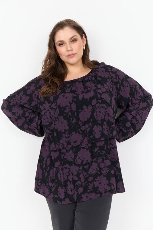 Curvy Wasaphina 1 Bluse Lilla