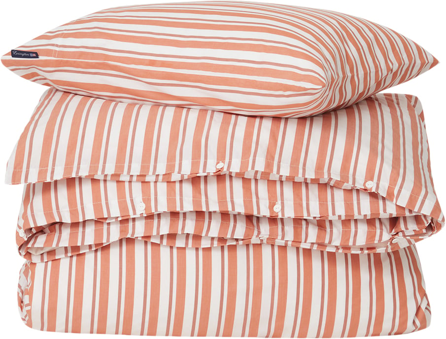 White/terra Striped Cotton Poplin Bed Set