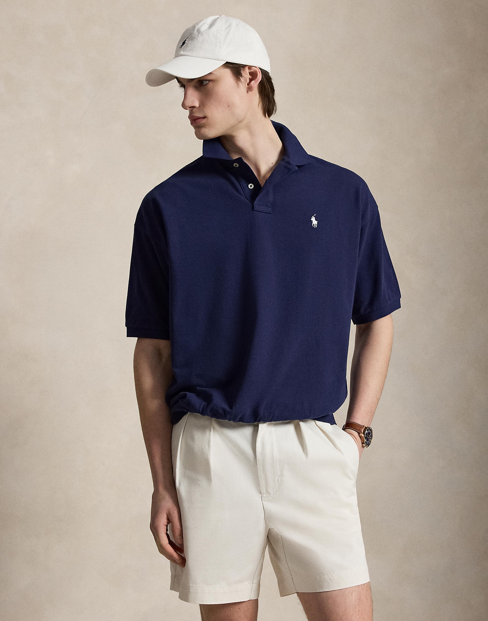 Relaxed Fit Mesh Polo Shirt