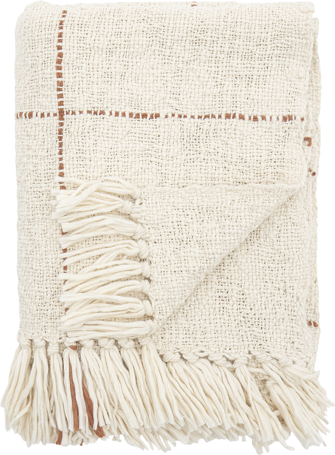 Iza Plaid I Naturfarve Med Brune Striber 150x125 Cm