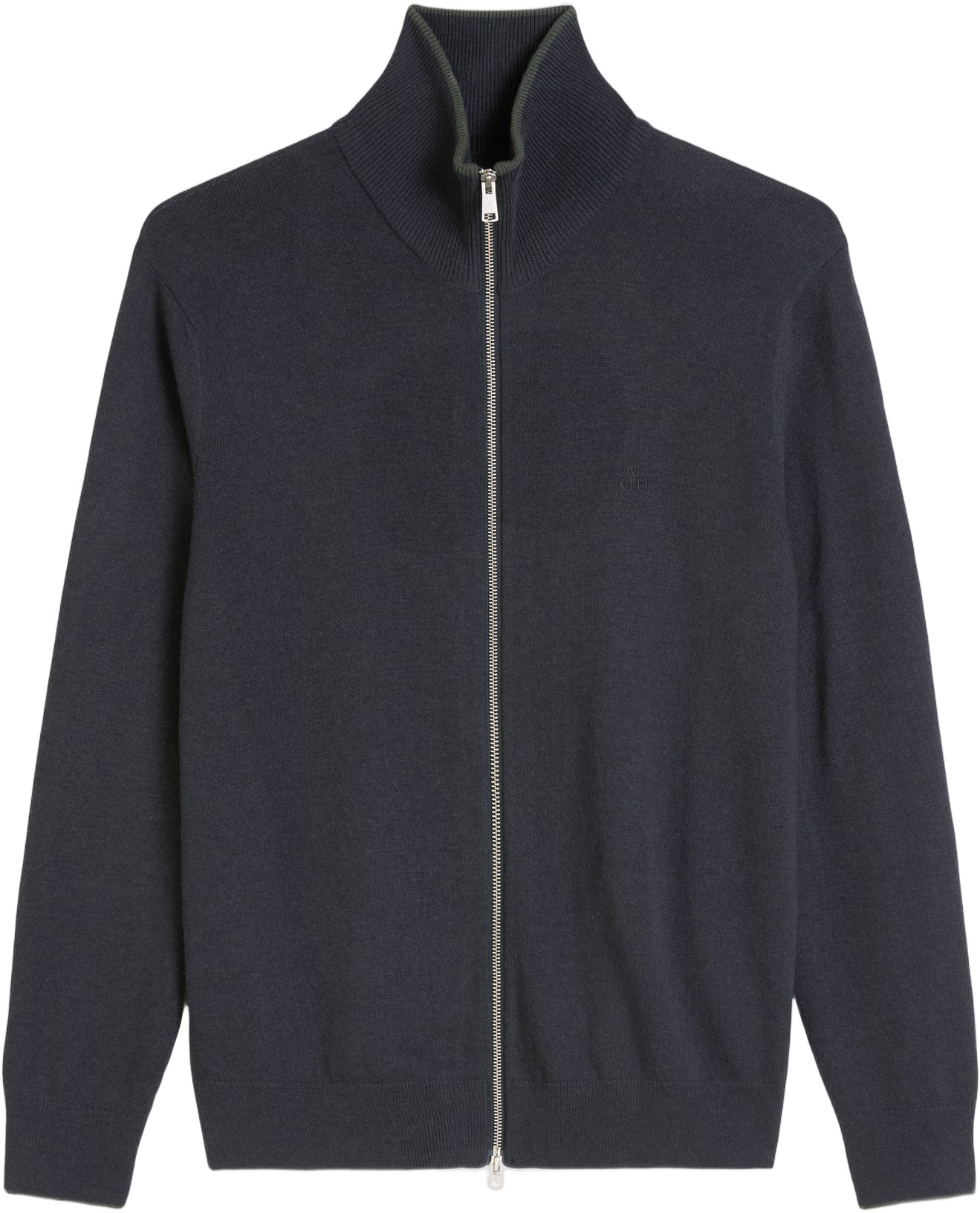 Zipped Cardigan With Stand up Colla