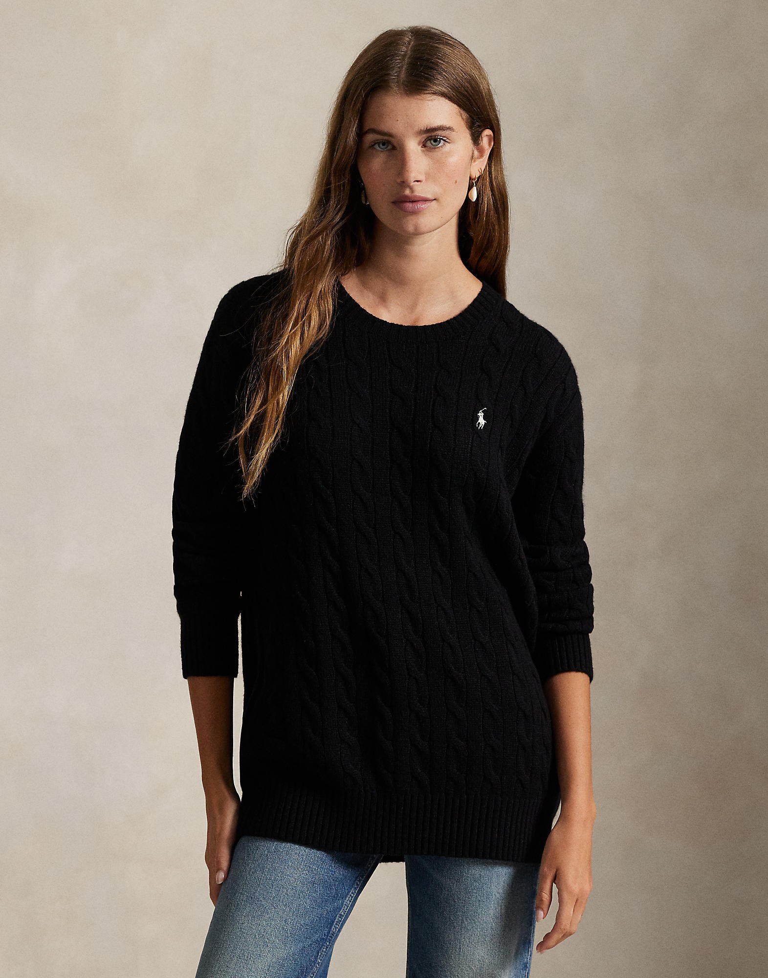Cable Woolcashmere Crewneck Sweater