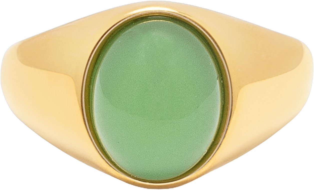 Women's Oval Green Aventurine Signet Ring