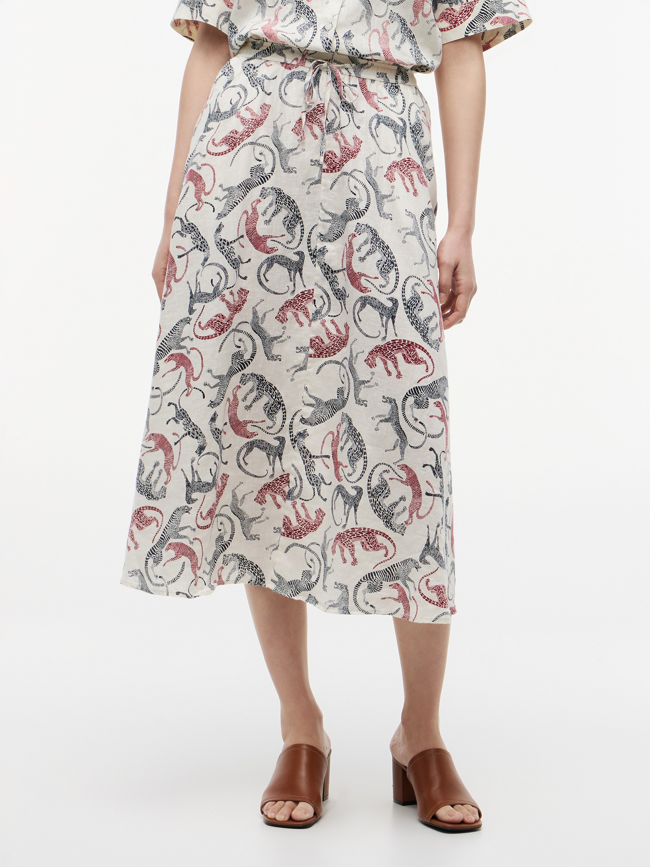 Pure Linen Aline Midi Skirt