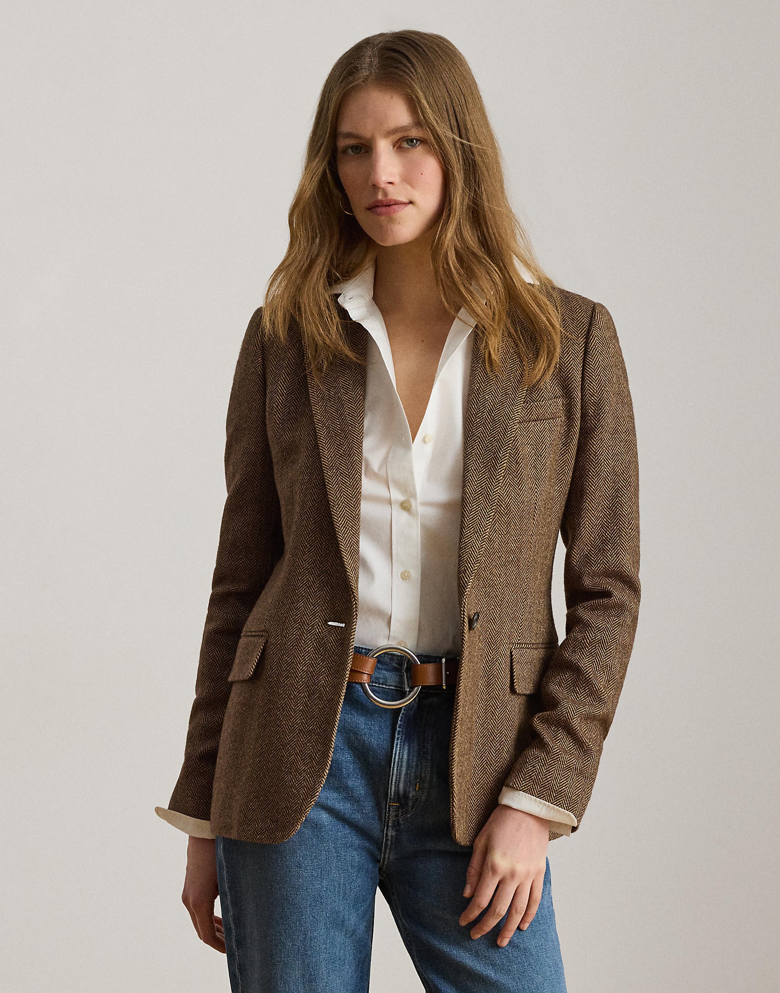 Cottonblend Herringbone Blazer