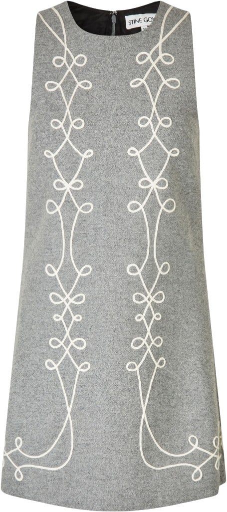 2490 Felt Twill Embroidery, Embroidered Sleeveless Mini Dres