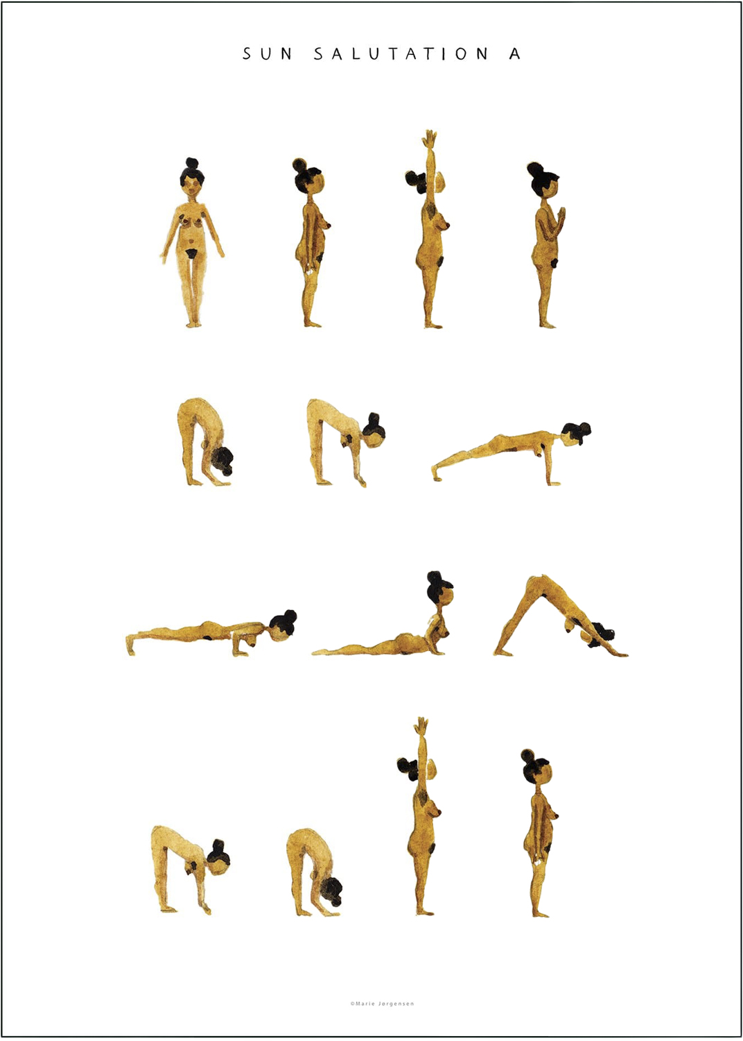 Yoga Prints Sun Salutation A Women Golden