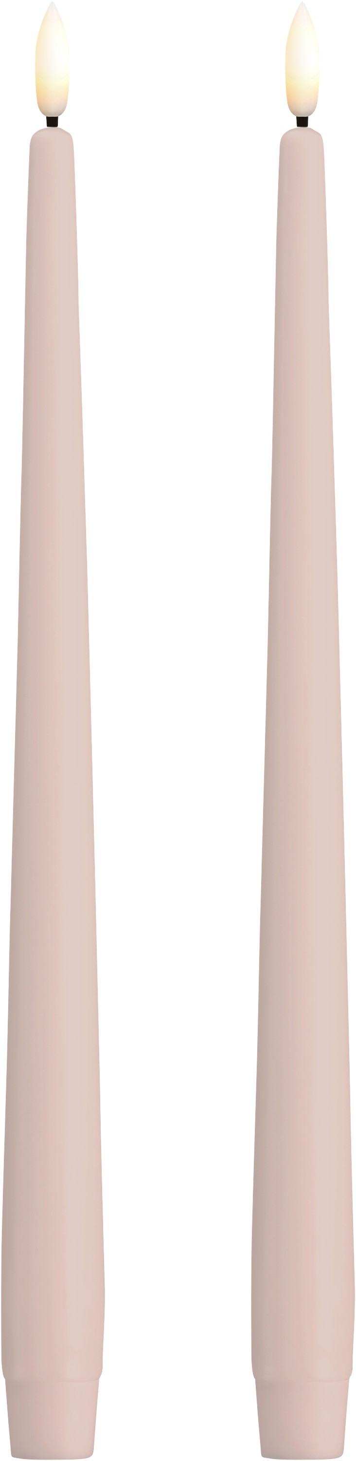 MM LED Taper Candle, Silk, Slim, Light Rose, 2pack, 23×300