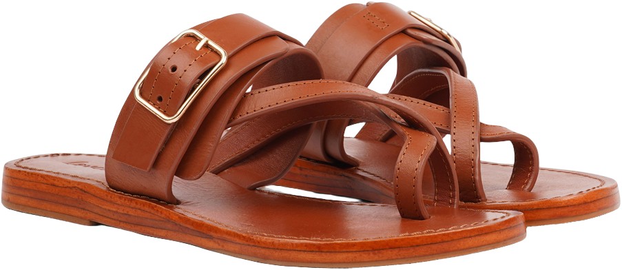Olio Adjustable Leather Sandal W/ Large Buckle