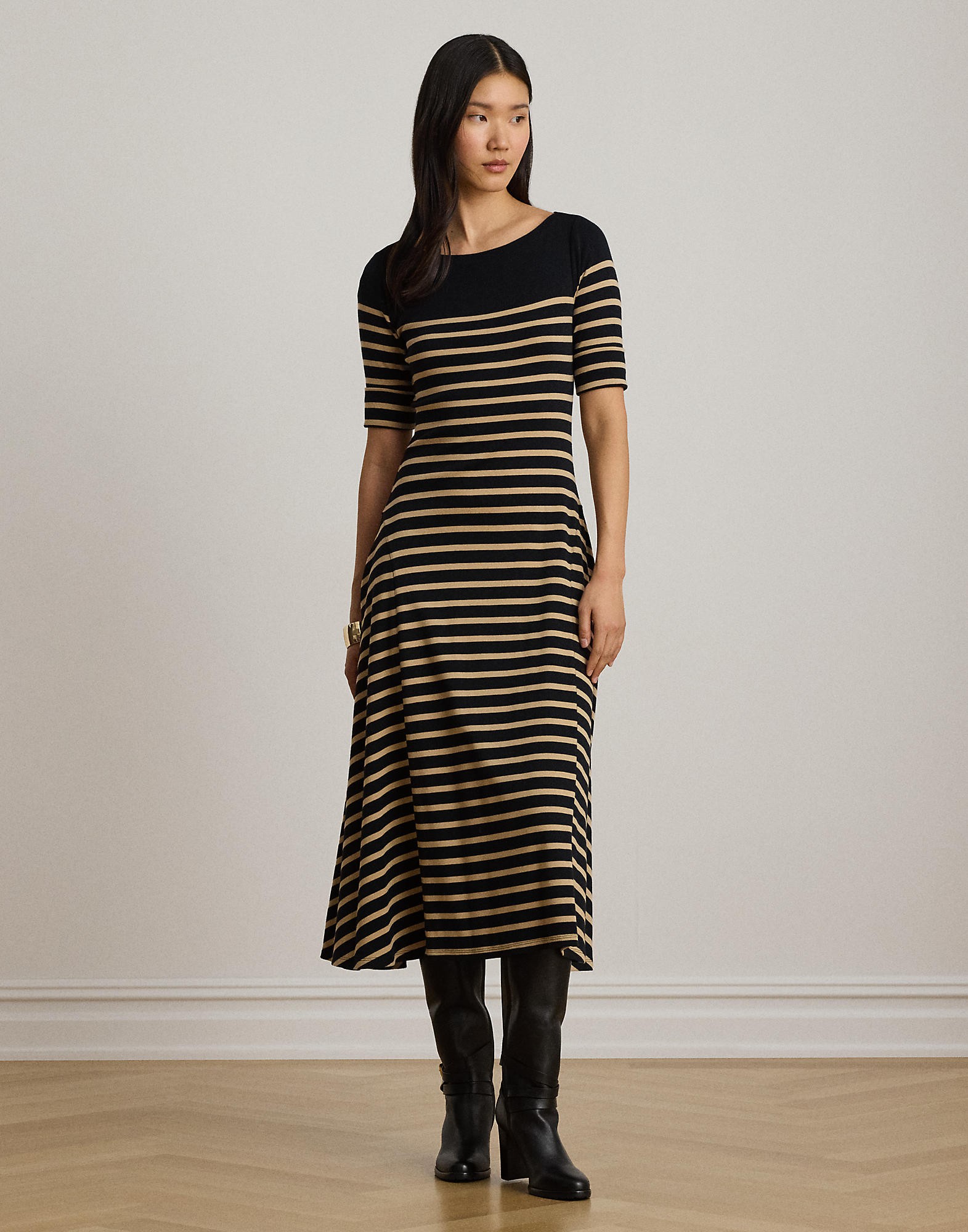 Bretonstripe Cotton Ribbed Midi Dress