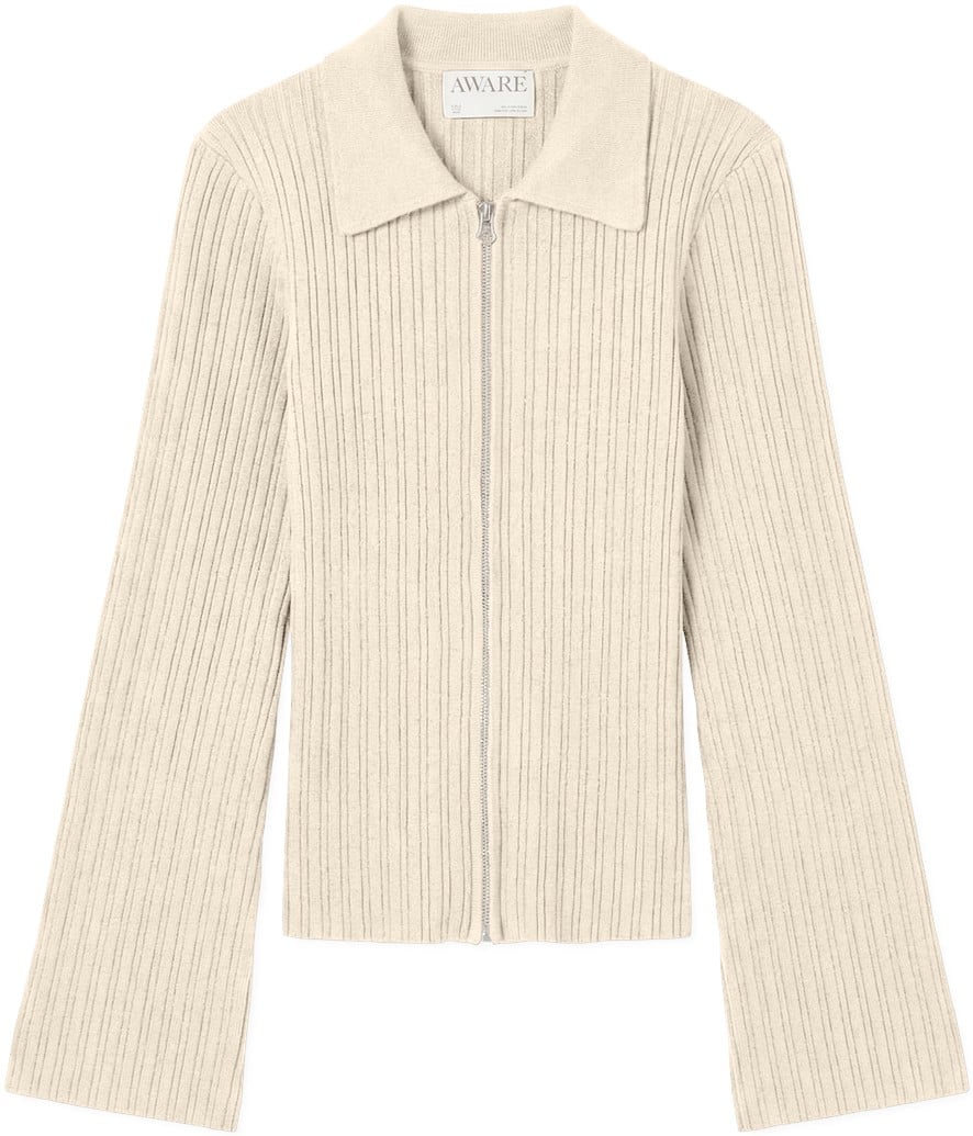 Awhanna LS ZIP RIB Knit Cardigan