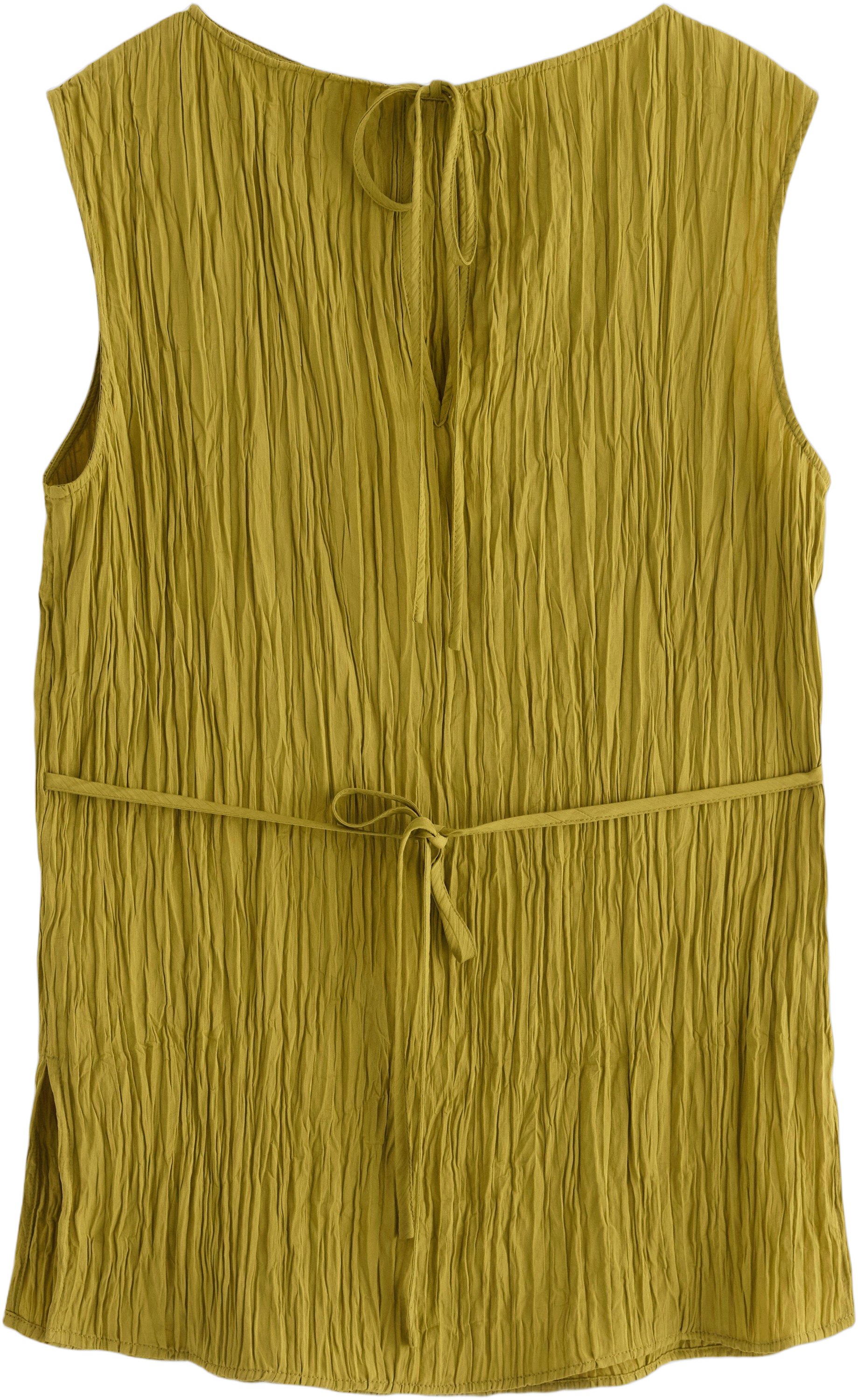 Sleeveless, Crinkled Blouse With bo