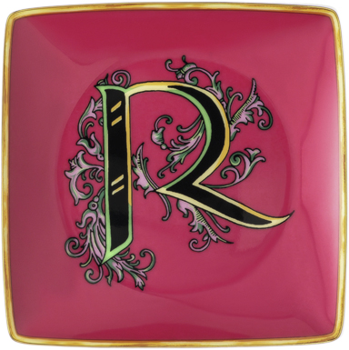 Bowl 12cm Sq. Flat Holiday Alphabet R Versace