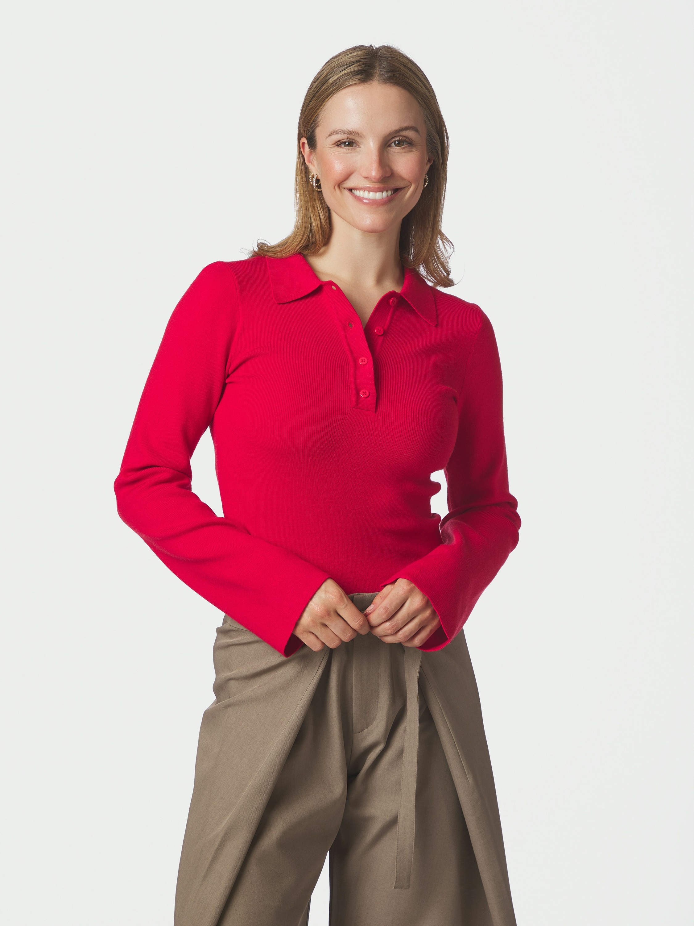 Fannya LS Solid Knit Polo