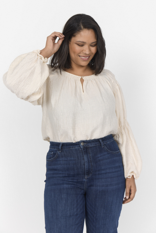 Curvy Wacaysa 7 Bluse Creme
