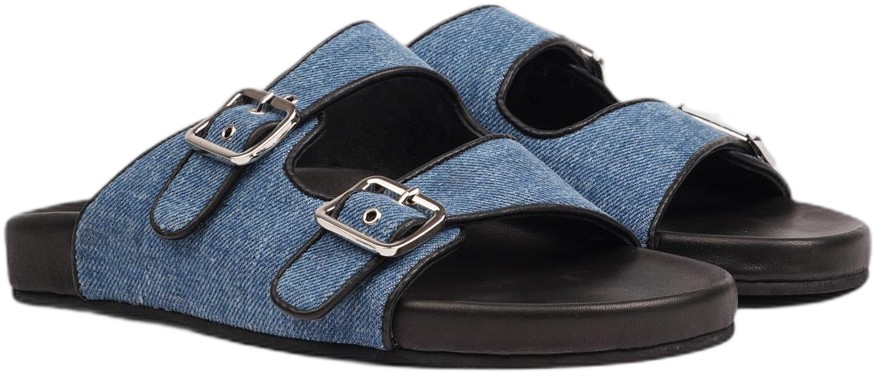 Lamia Denim Sandal With Leather Edges