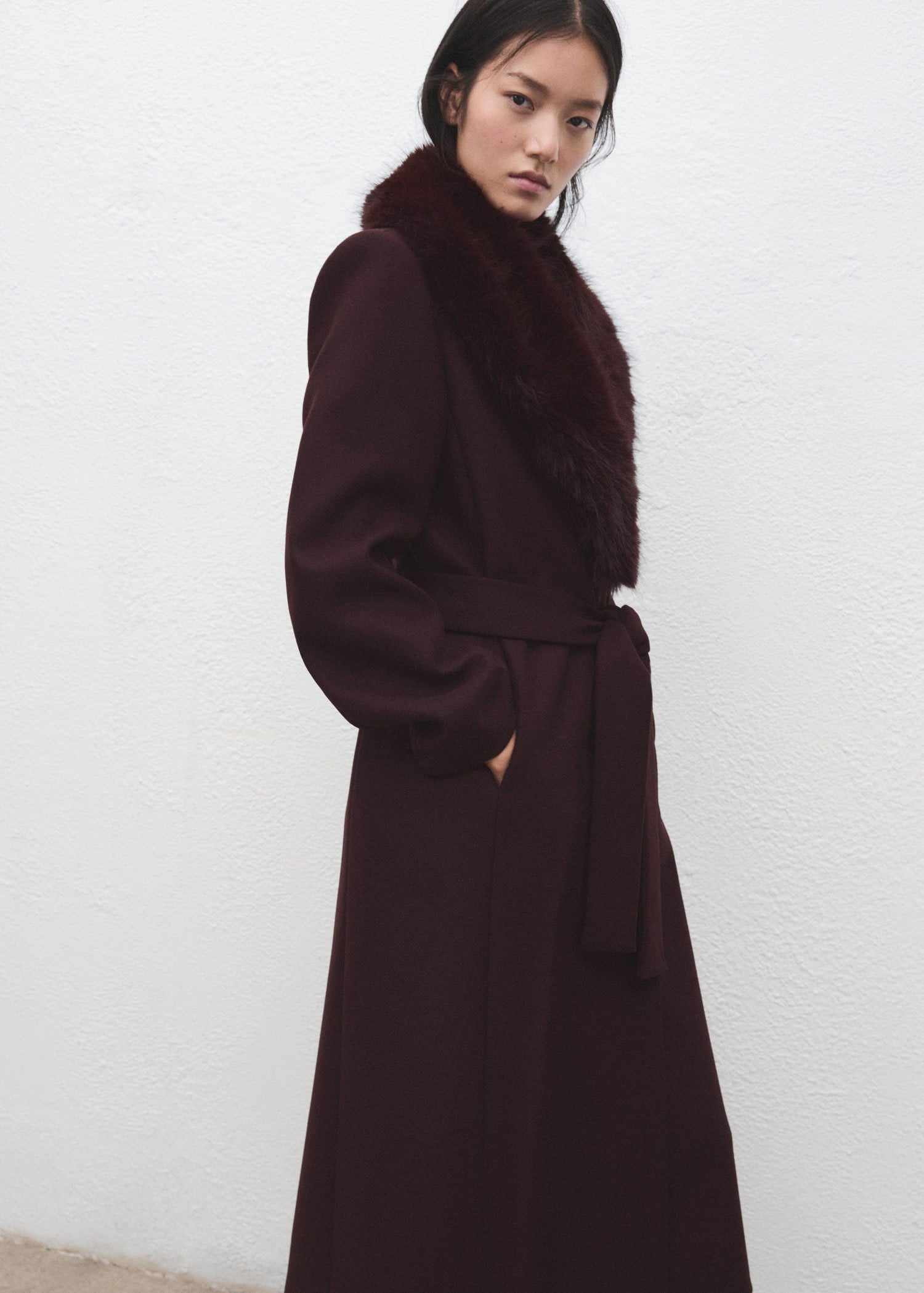Manteco Wool Coat With fur Collar