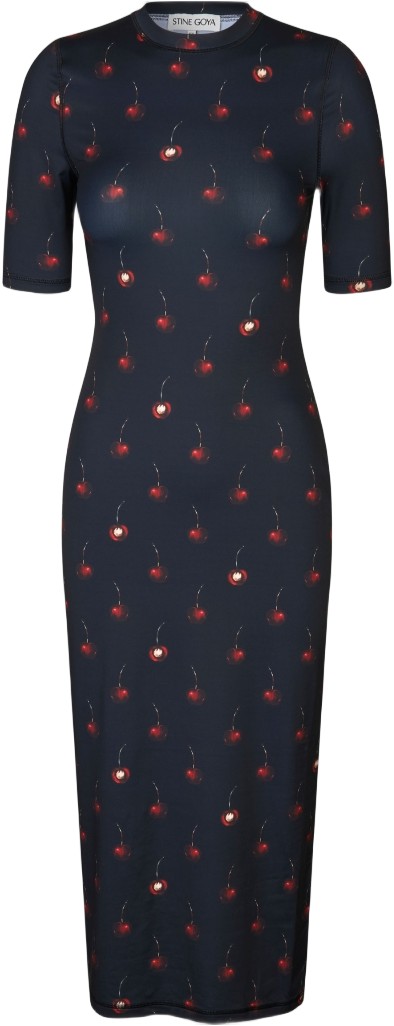 2244 Stocking Jersey, Short Sleeve Crewneck Midi Dress