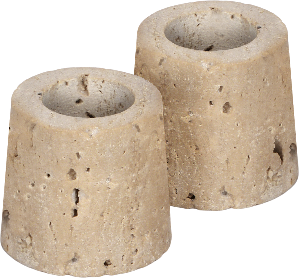 Travertine Candleholder Taper, S, Desert Beige, 2pack, 3,5x