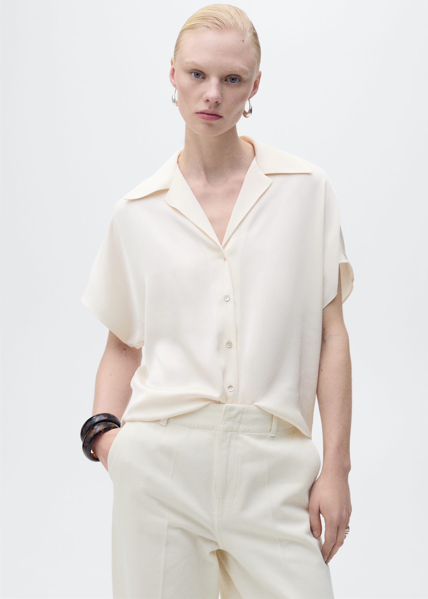 Shortsleeved Satin Shirt
