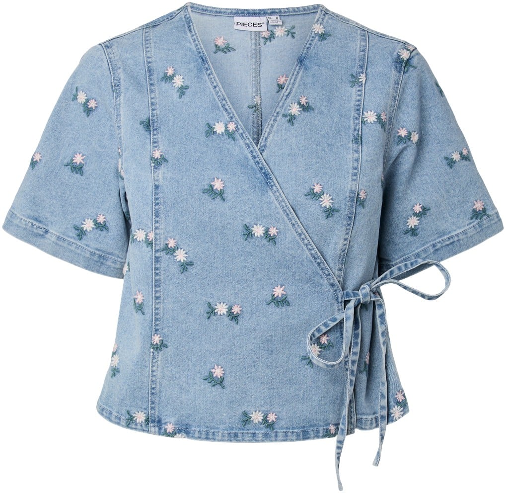 Pcflora SS Wrap EMB Shirt DNM D2D