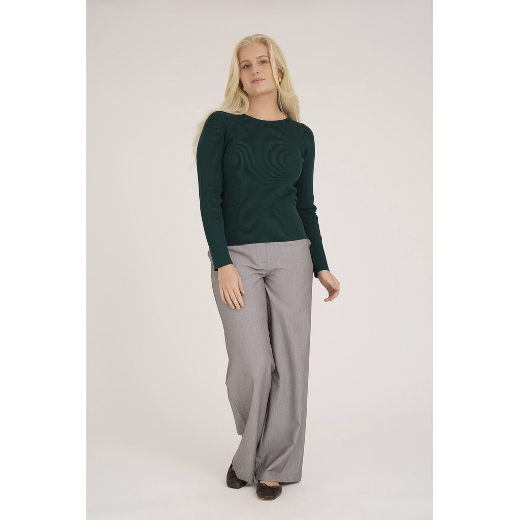 Rib Ls Knit Long Blouse