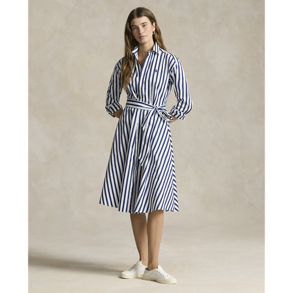 Belted Widestripe Cotton Shirtdress