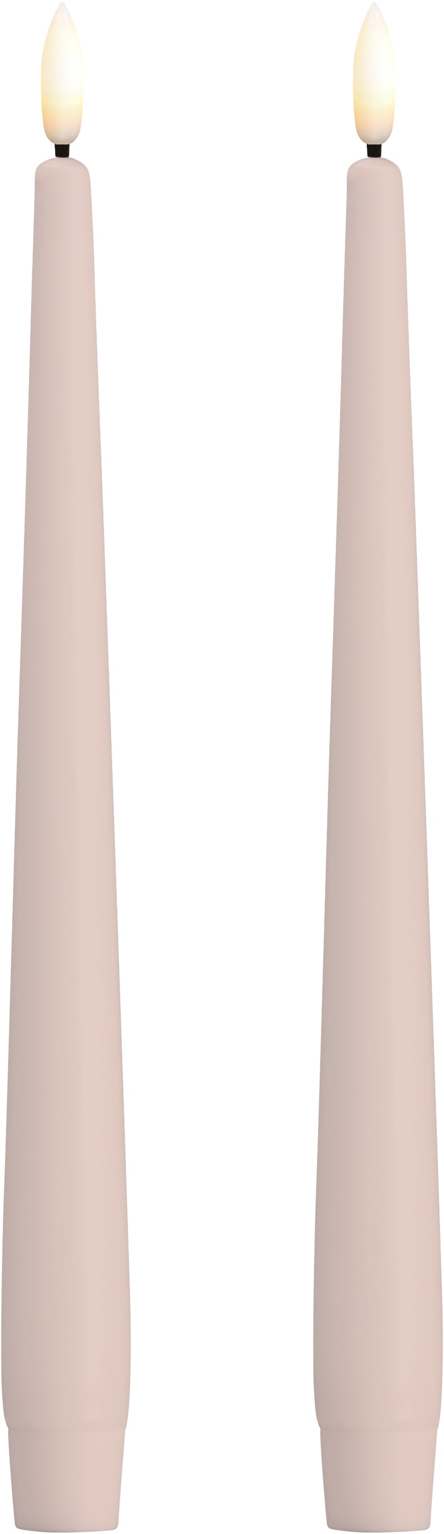 MM LED Taper Candle, Silk, Slim, Light Rose, 2pack, 23×250