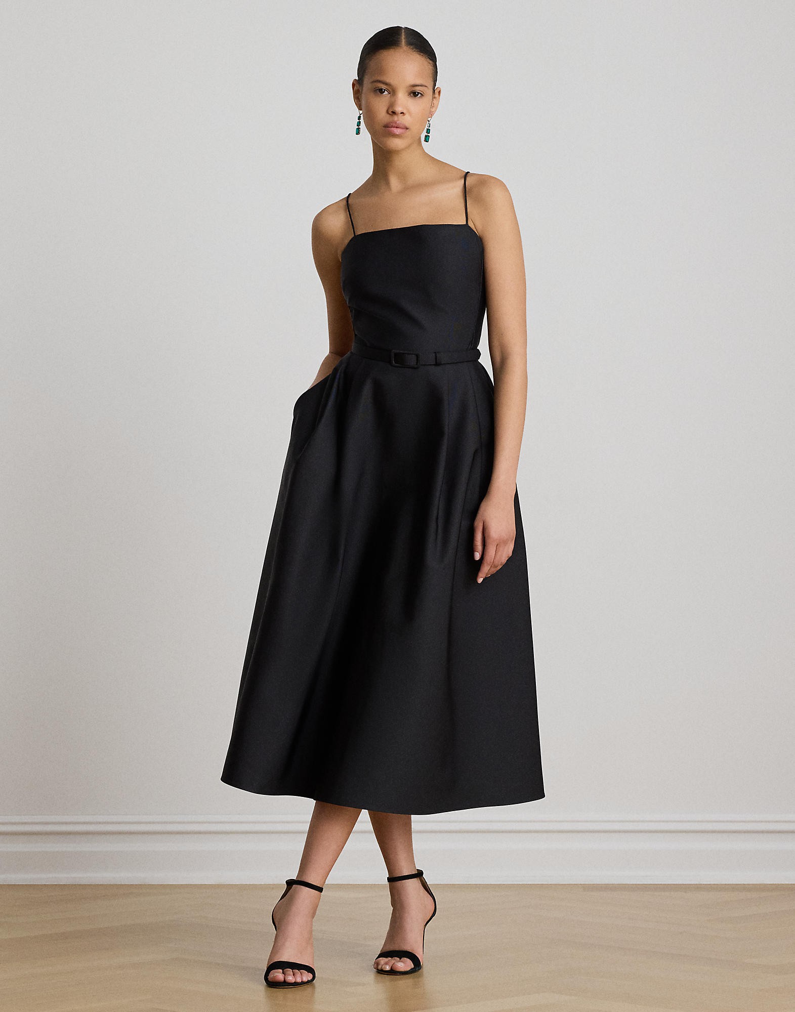 Belted Faille Cocktail Dress