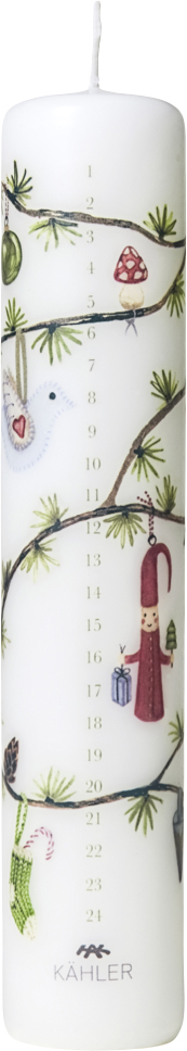 Hammershøi Christmas Kalenderlys 2023 Ø5 cm Hvid m. Deko