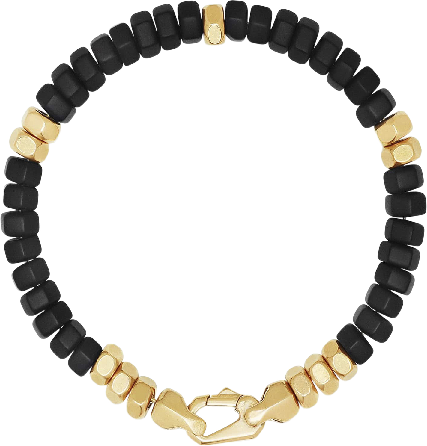 Men&# ; Hexagon Beaded Bracelet With Black Onyx And Gold