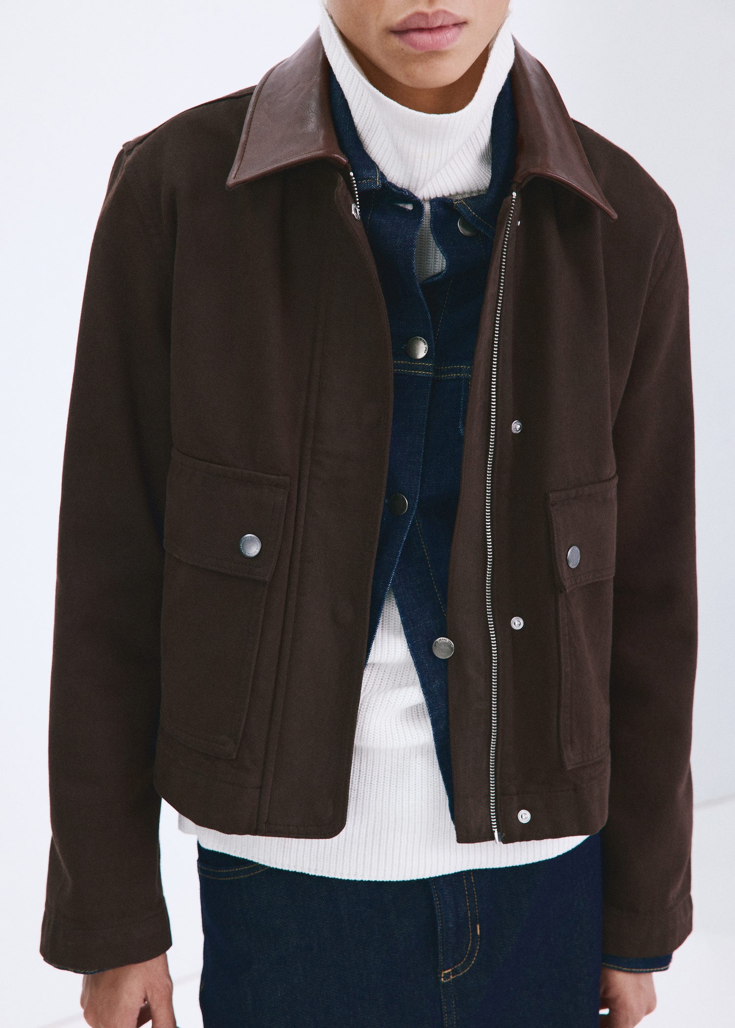 Denim Parka With Contrasting Collar