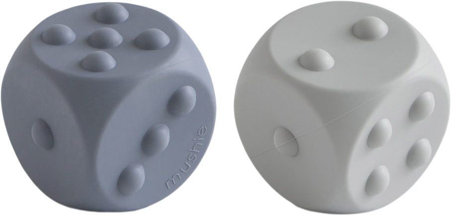 Mushie Terning Sanselegetøj i 2pak – Dice Press Tradewinds/stone