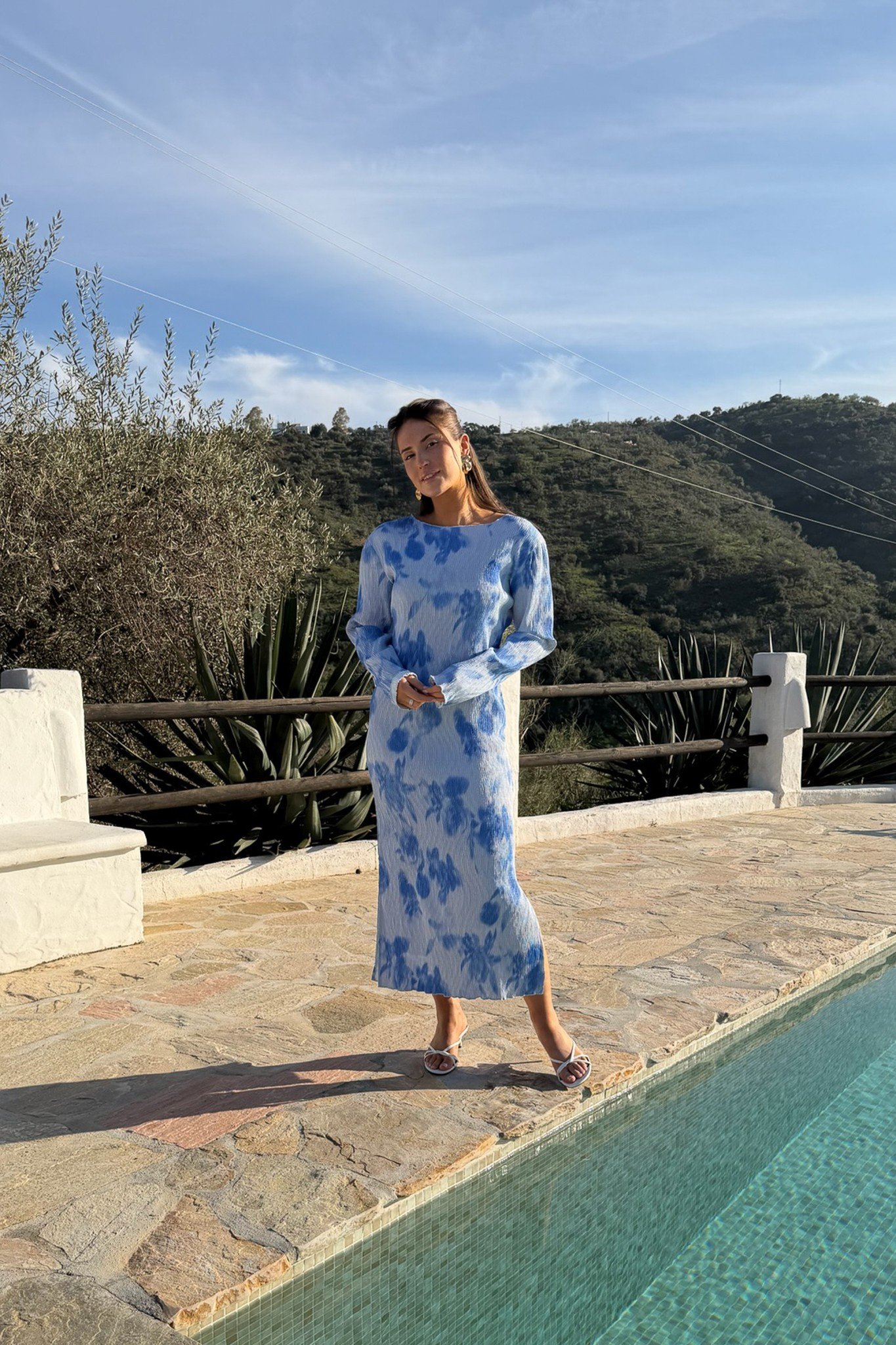 Odaic Dress Abstract Blue Flower