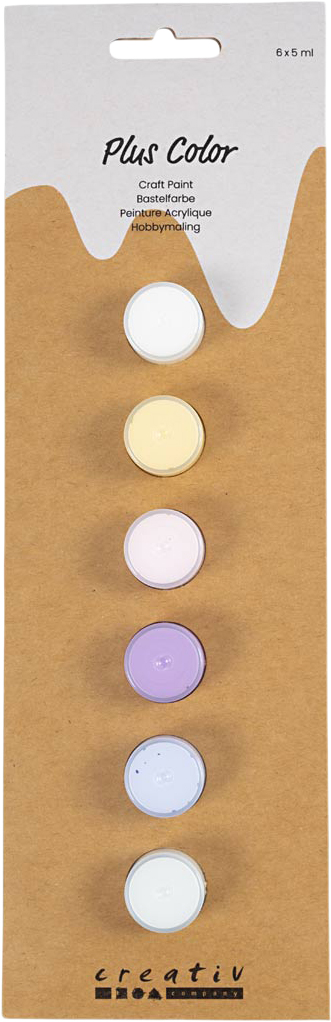 Plus Color Hobbymaling, Pastelfarver, 6x5ml.