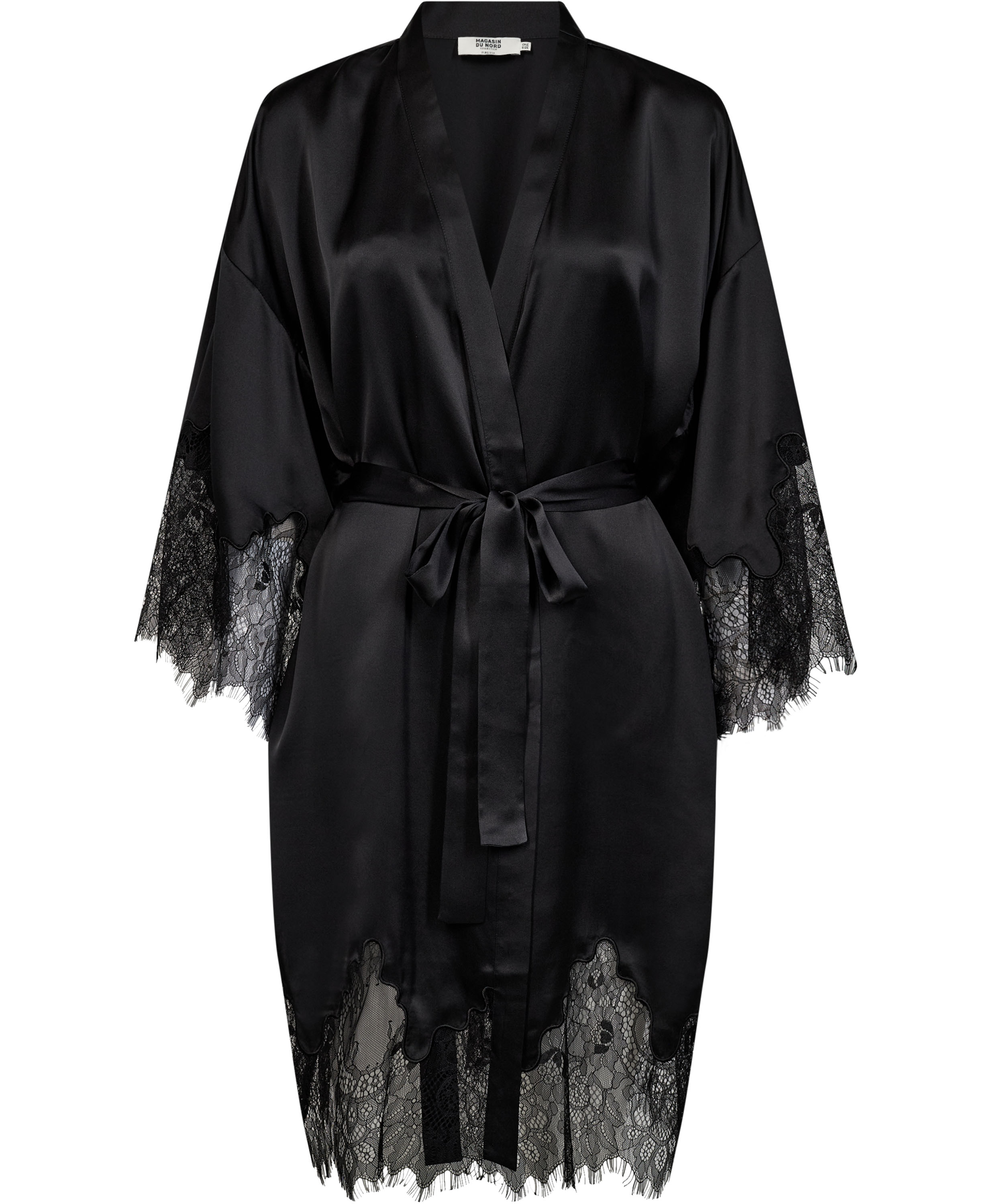 Moon 6 G Short Kimono w. Lace, 100% Silk
