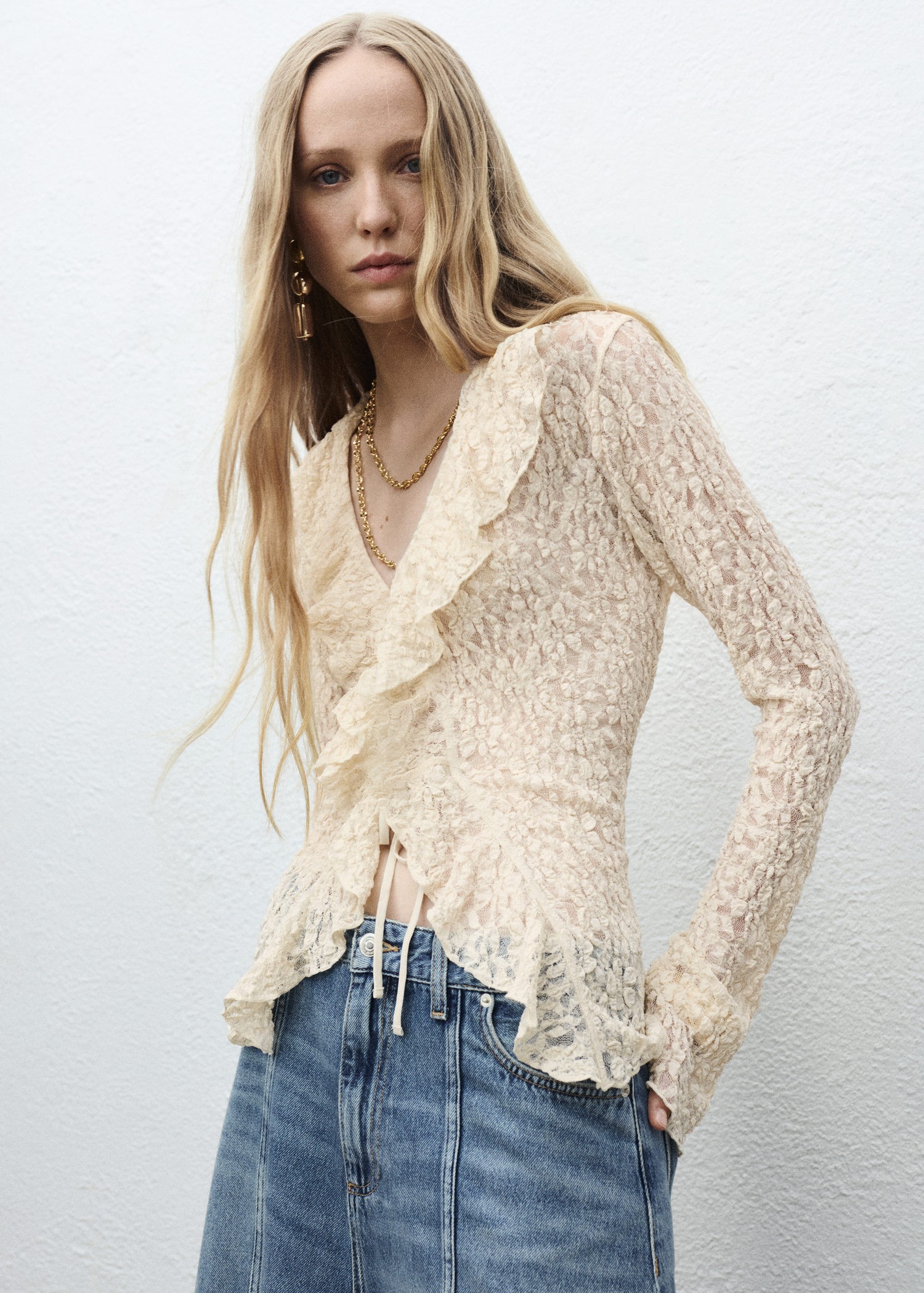 Lace Blouse With Ruffles