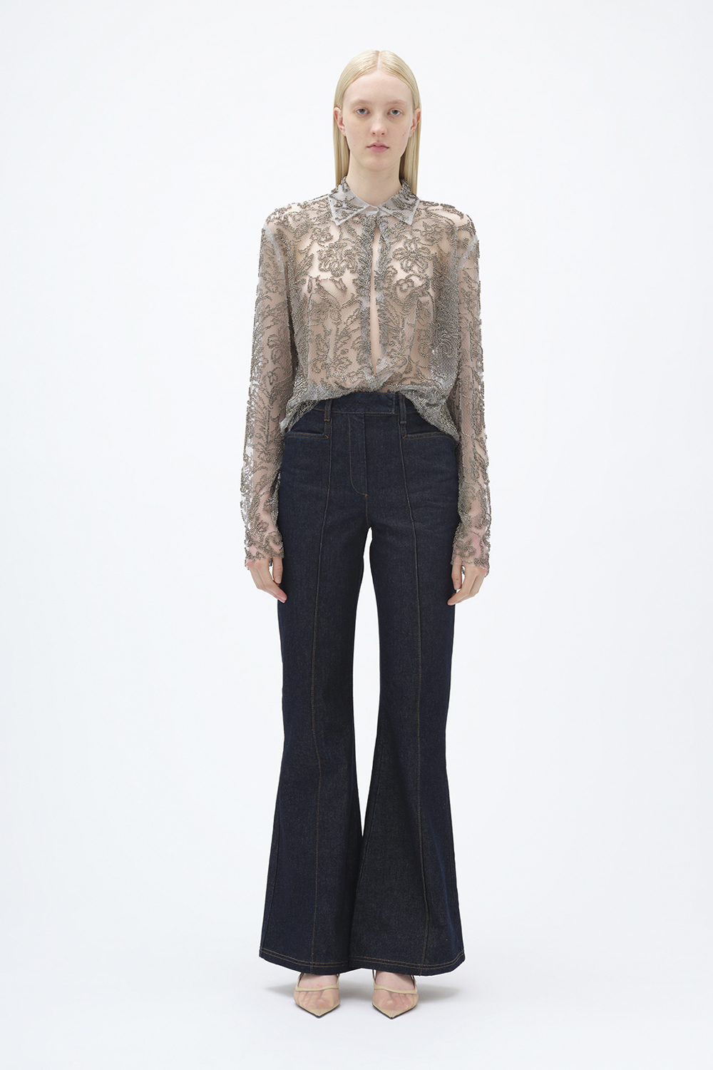 Flared Denim Pants