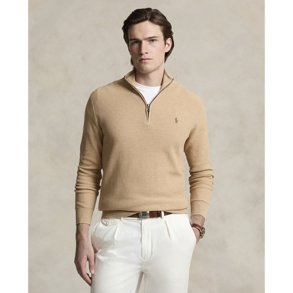 Meshknit Cotton Quarter-zip Sweater - Køb til DKK 1.222 - Spar 30%