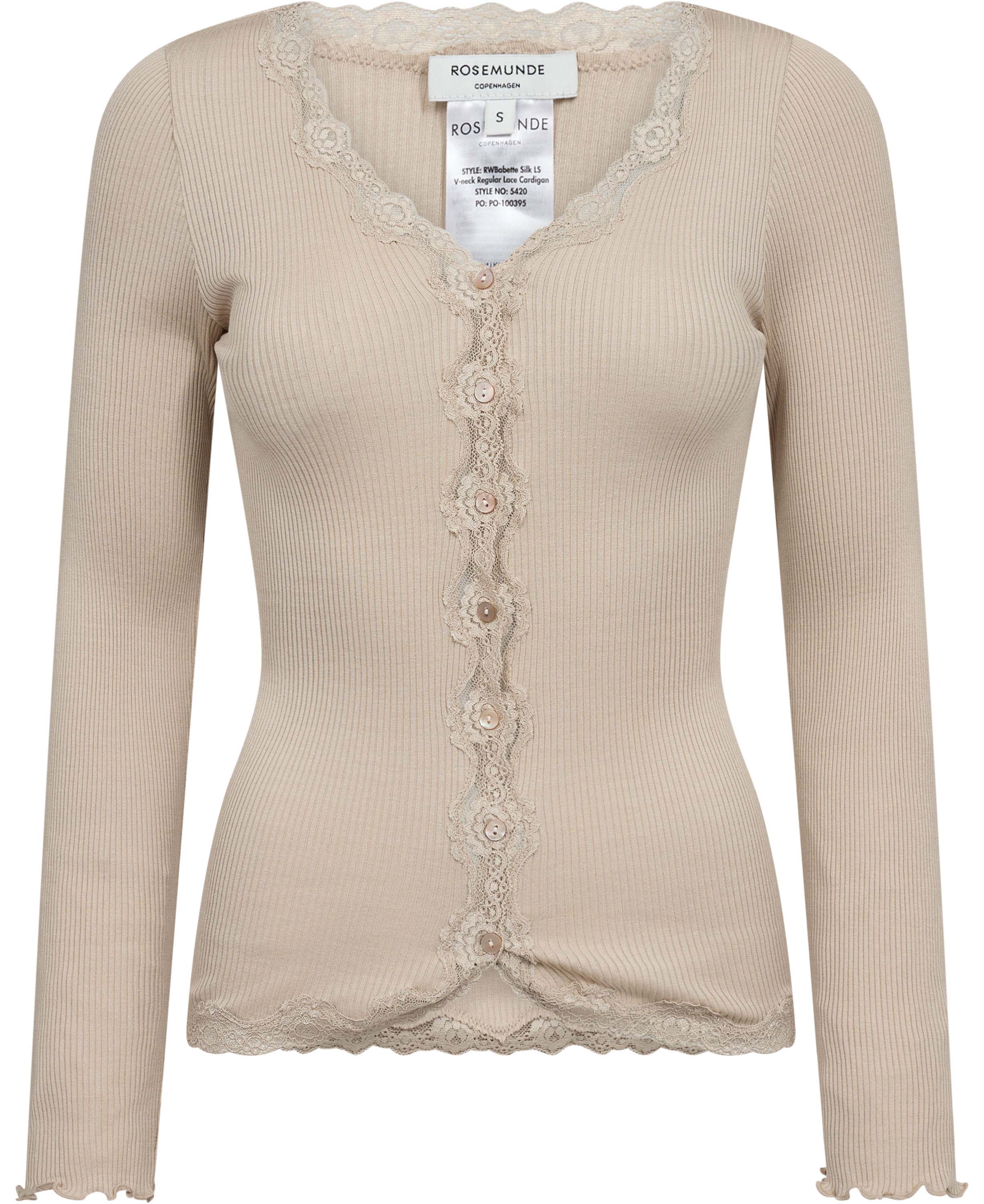 Rwbabette Silk LS Vneck Lace Cardigan