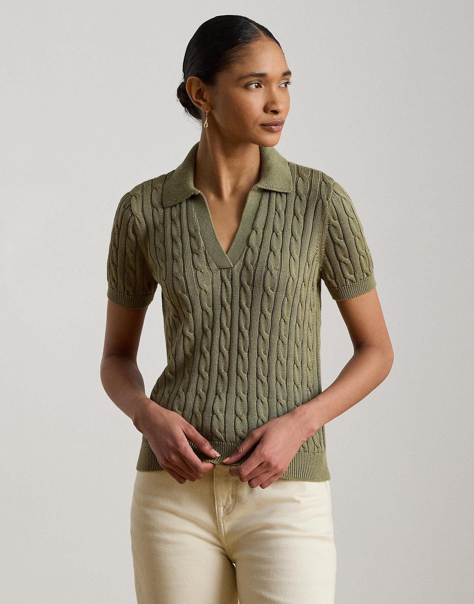 Cable Cottonblend Short-sleeve Sweater - DKK 1.047 hos Magasin