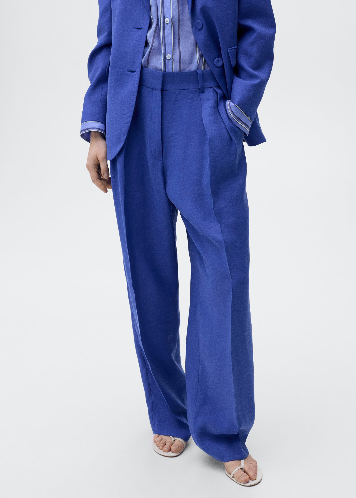 Pleated Wideleg Suit Trousers