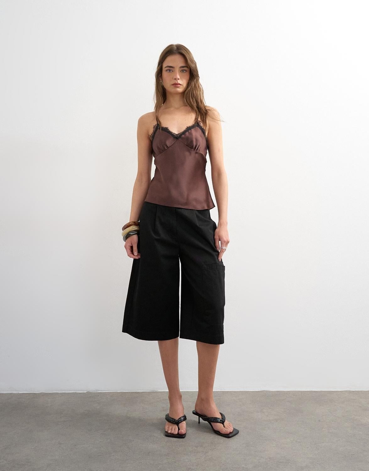 Tsnaomi Lace Trim Satin Cami TOP WV