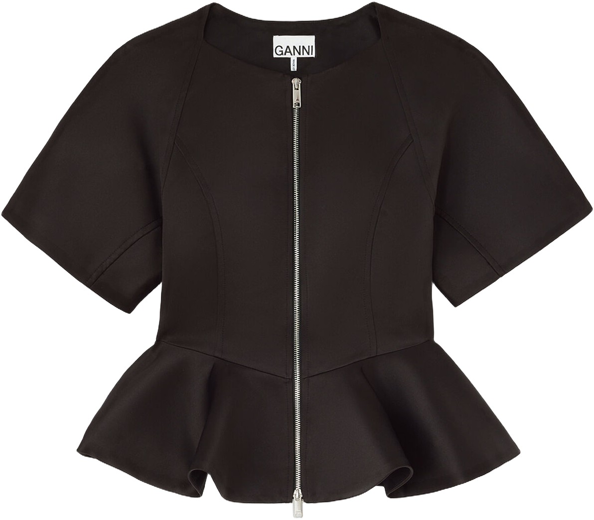 Duchesse Satin Peplum Zip Blouse