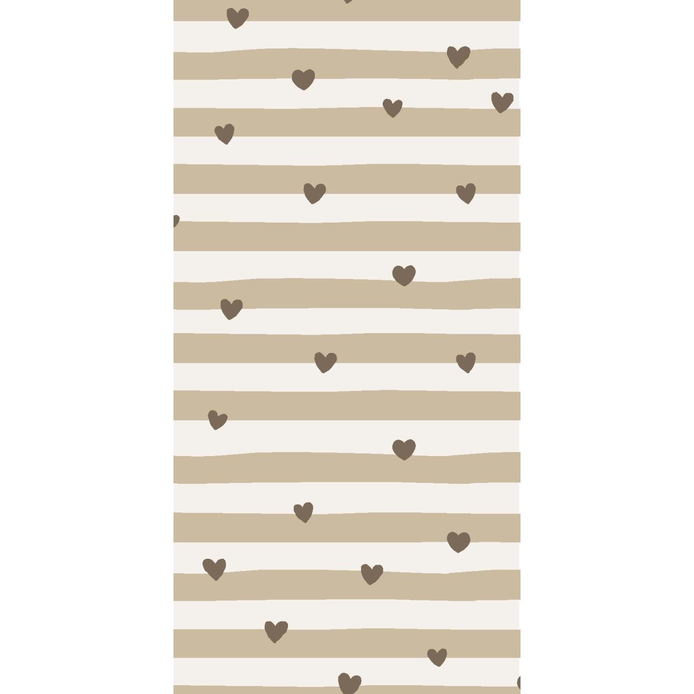Serviet 10x20 cm Brune Hjerter og Naturstriber