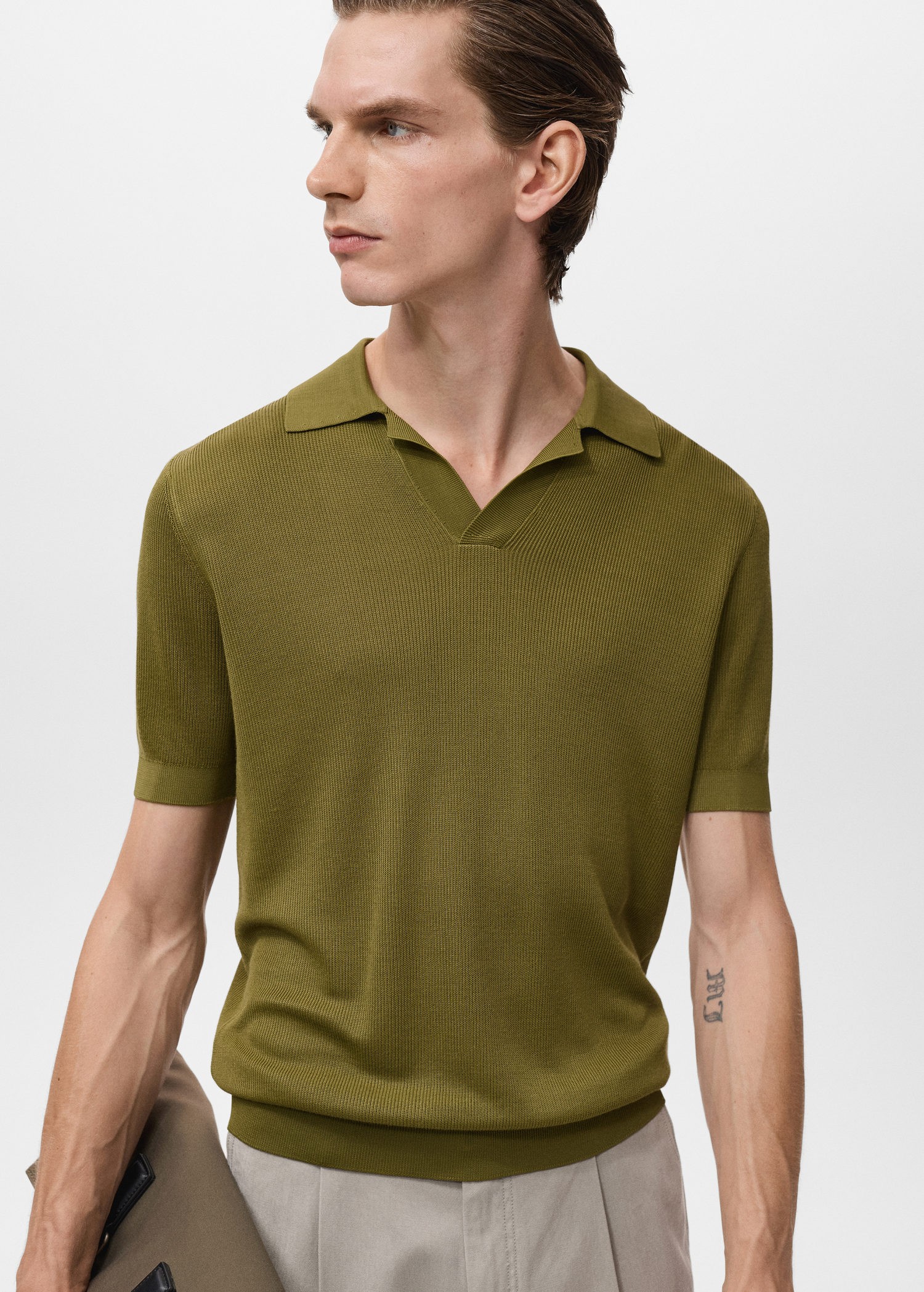 Cotton Polo Shirt With Microstructu