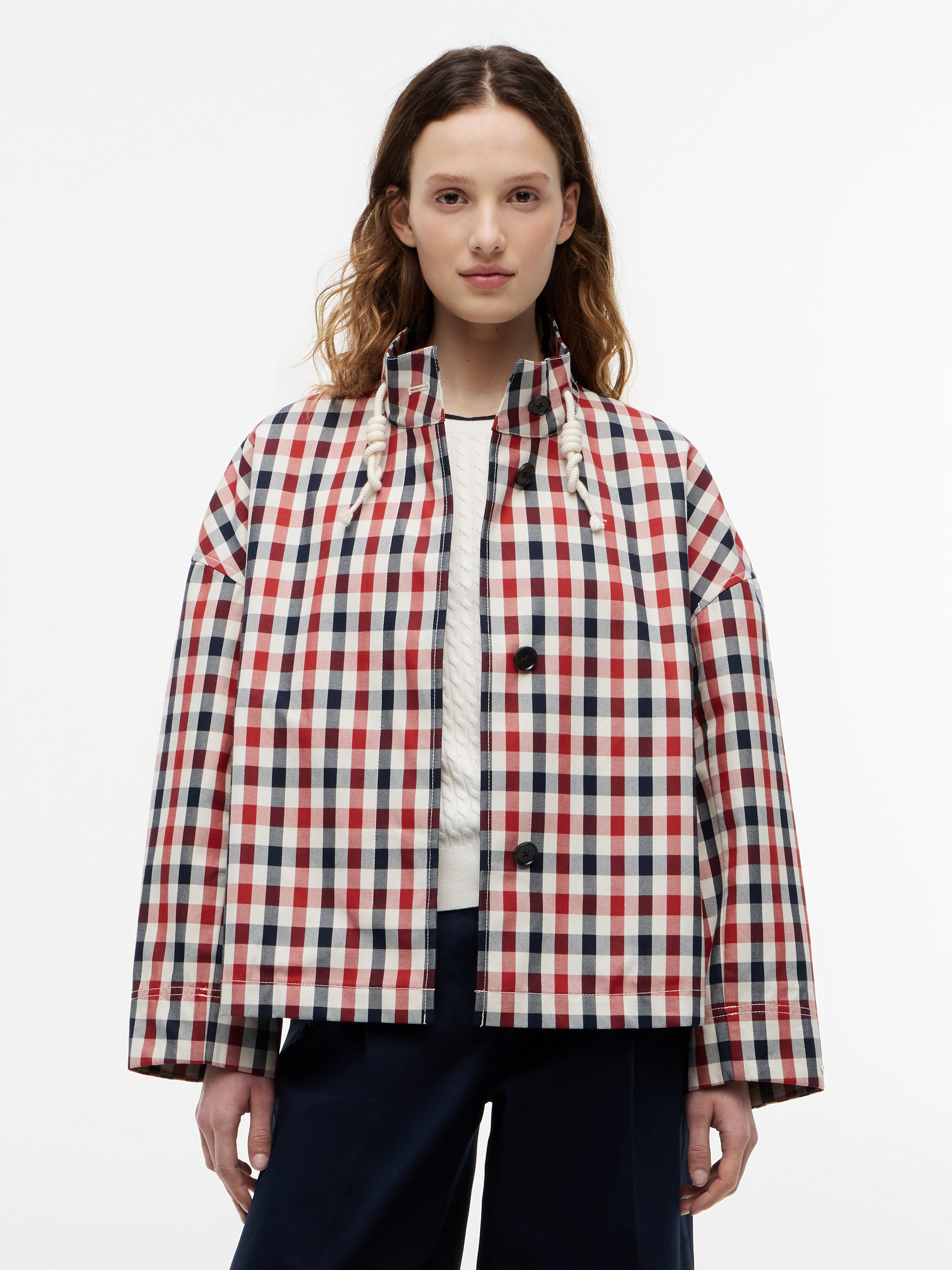 Check Cotton Short Parka