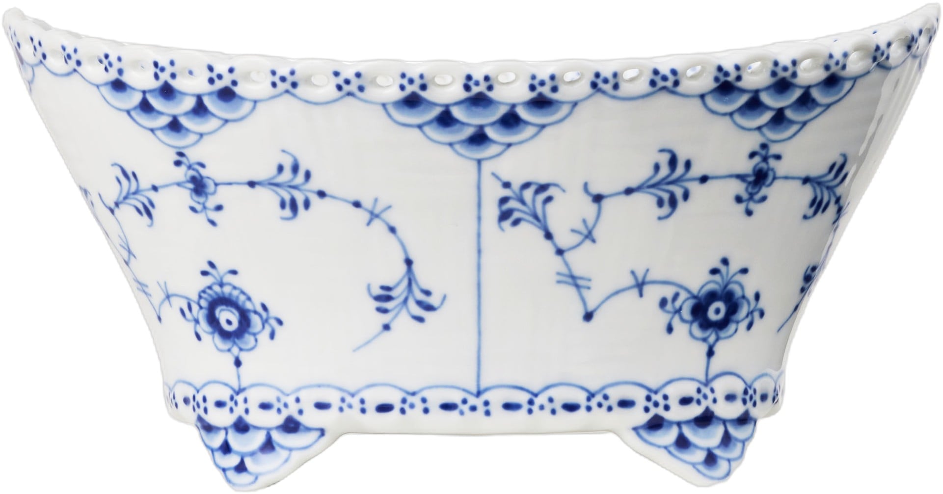 Blue Fluted FL Bowl With Feet 35cl