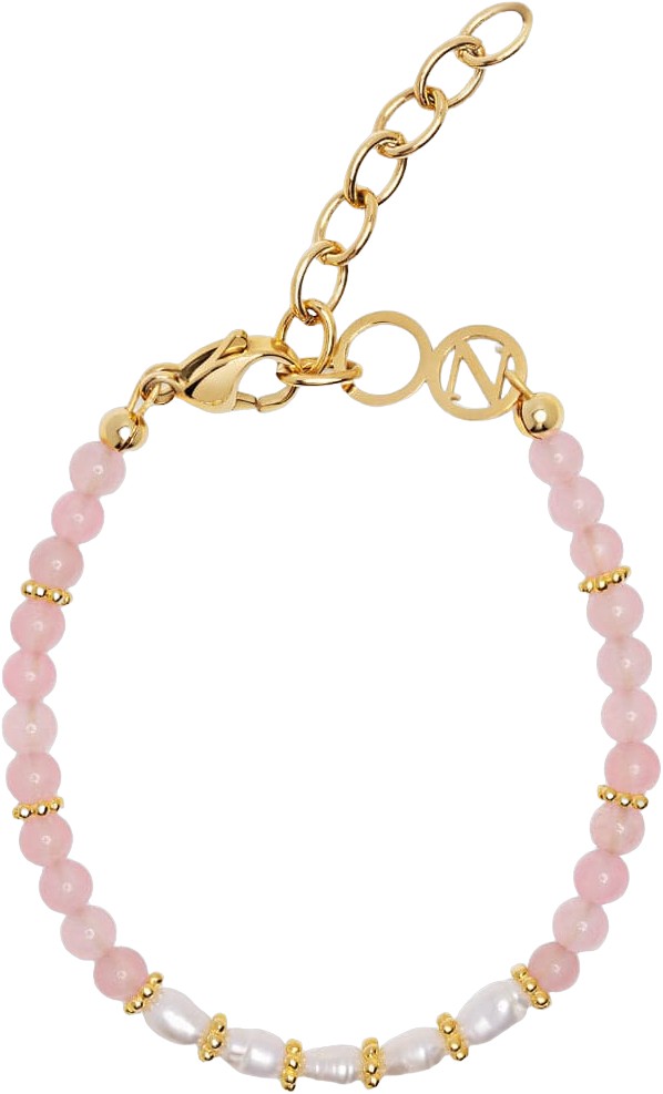 Women’s Beaded Bracelet With Pink Opal and Mini Pearls