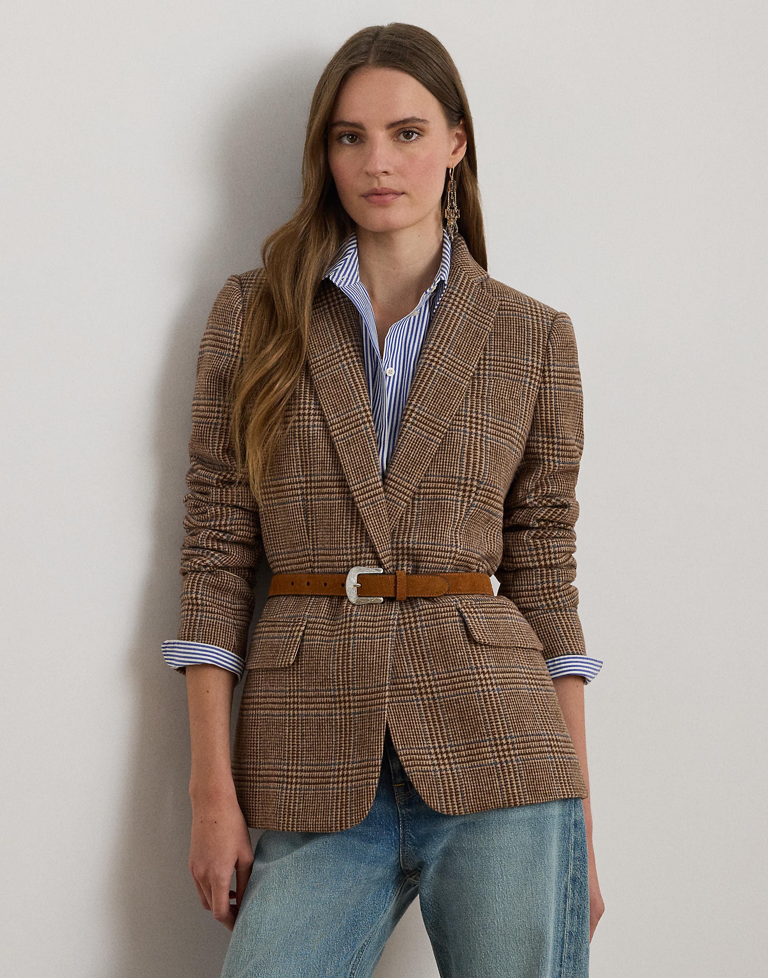 Glen Plaid Woolblend Twill Blazer